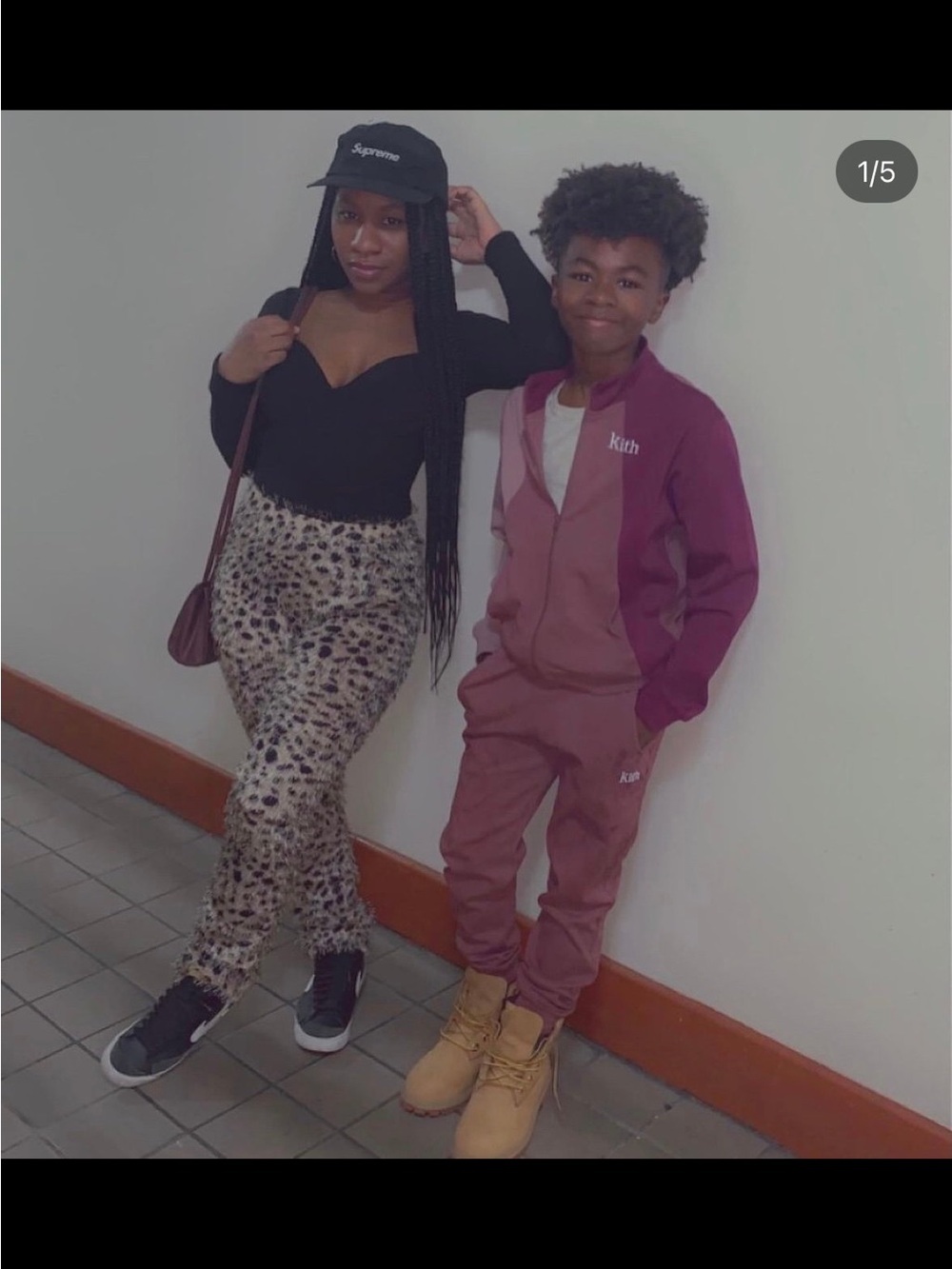 Kith Kids Two-Tone Burgundy Track Joggers